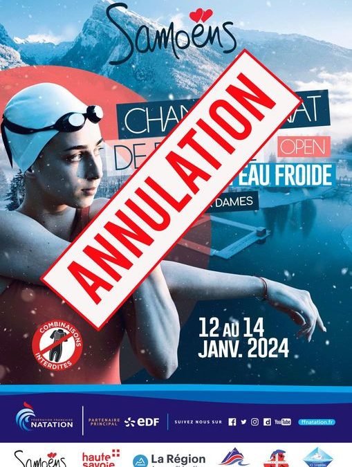 Annulation du Championnat de France de nagee en eau froide à Samoëns…