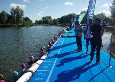 Ponton de départ natation Sprint Triathlon European Championships – Lac de Belle-Isle, Châteauroux – 2016